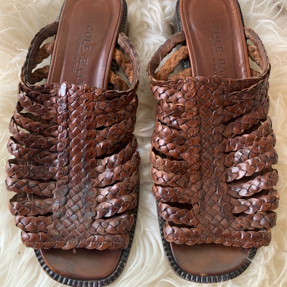 Cole Hana braided leather slides 7.5